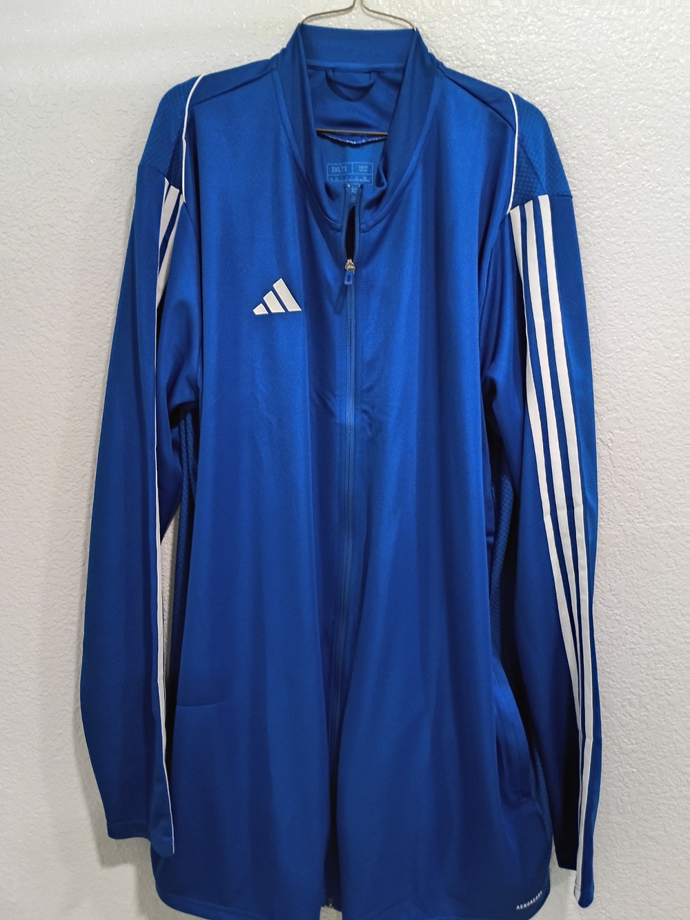 Adidas Blue Full-Zip Track Jacket with White Stripes
